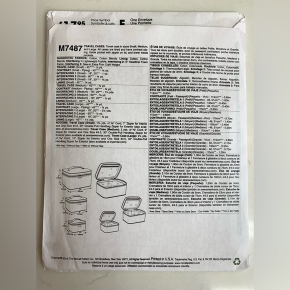 3/$30 BUNDLE&SAVE ✨ McCall’s Patterns Travel Cases in Three Sizes Sewing Pattern - Picture 4 of 9